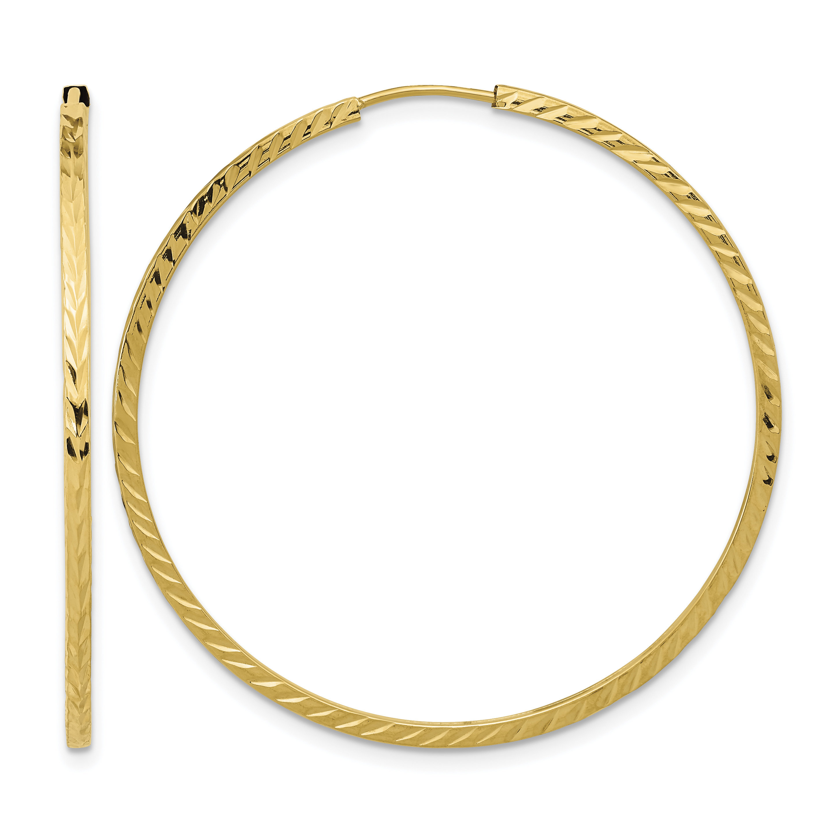 14k Diamond-cut Square Tube Endless Hoop Earrings (TF999)