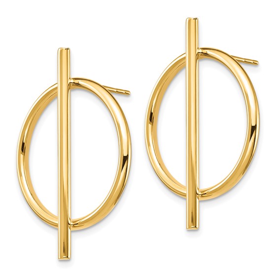 14K Circle & Bar Post Earrings