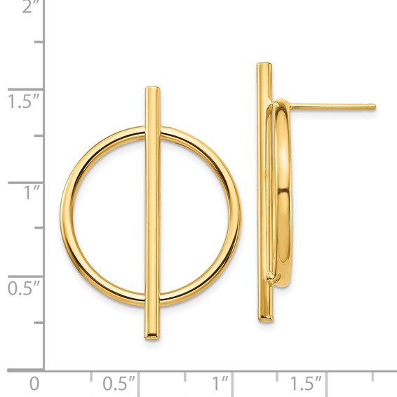 14K Circle & Bar Post Earrings