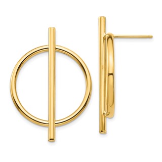 14K Circle & Bar Post Earrings