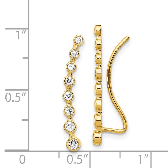 14K Bezel-set CZ Ear Climber Earrings