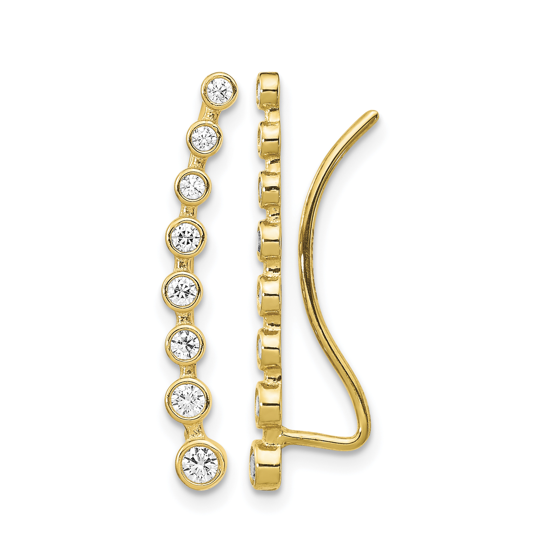 14K CZ Ear Climber Earrings (TH1010)