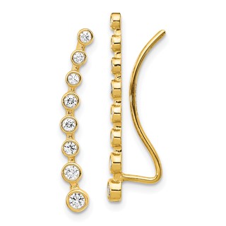 14K Bezel-set CZ Ear Climber Earrings