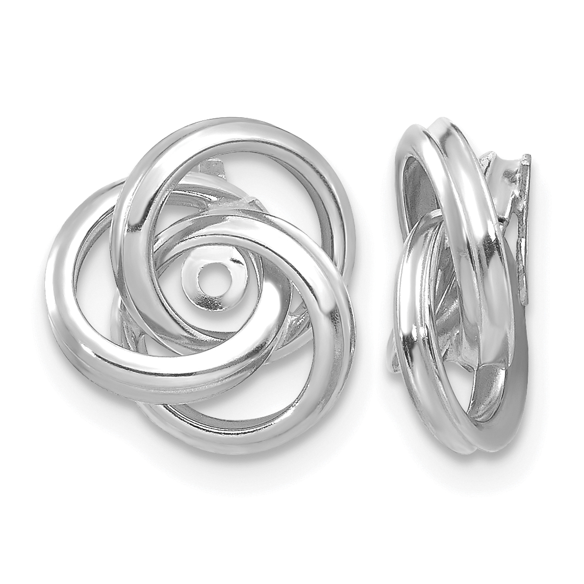 14K White Gold Polished Love Knot Earring Jackets (TH227W)
