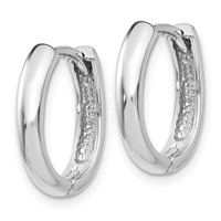 14K White Gold Hinged Hoop Earrings view 2