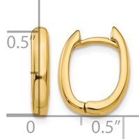 14K Yellow Gold Oval Hinged Hoop Earrings view 4