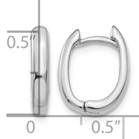 14K White Gold Oval Hinged Hoop Earrings view 4