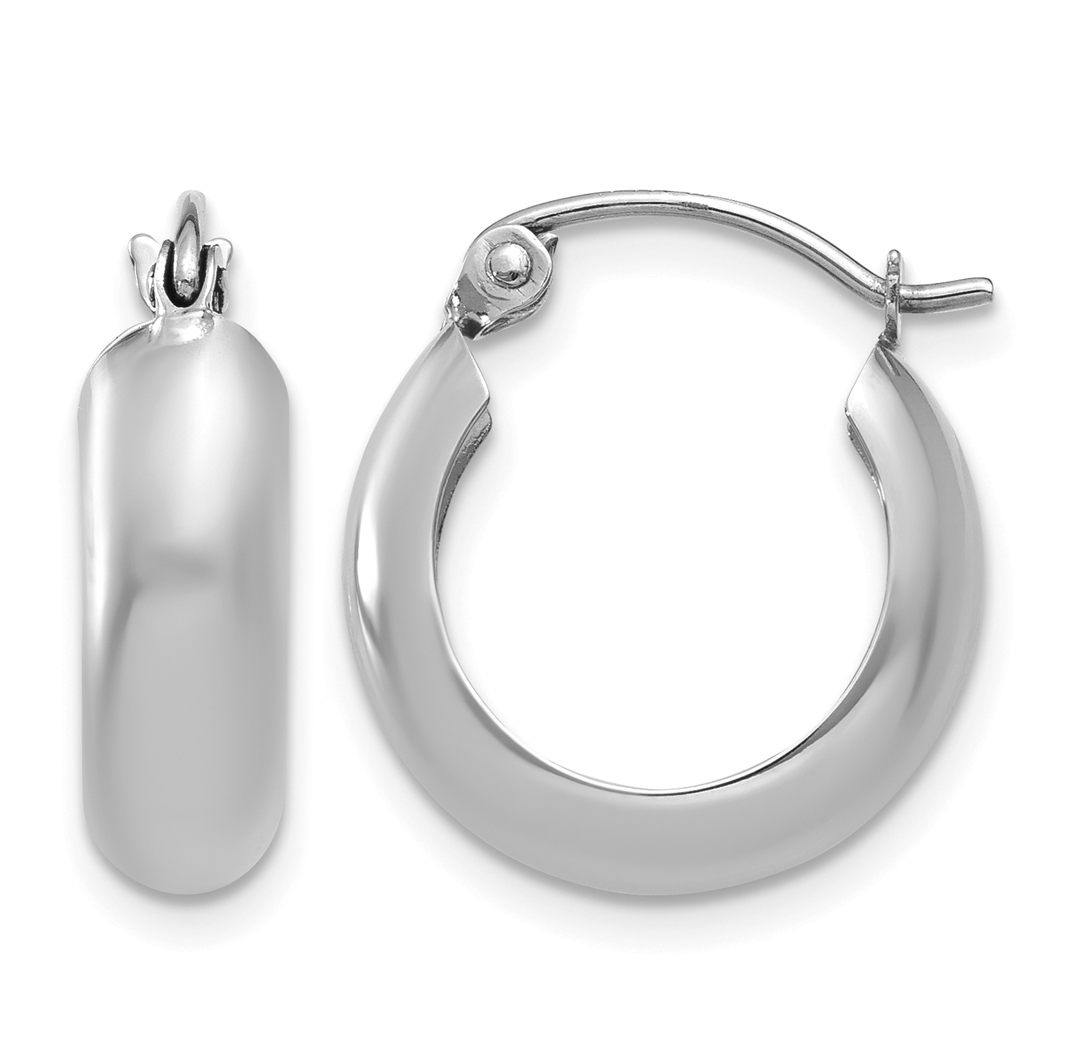14k White Gold 4mm Round Hoop Earrings (TH276)