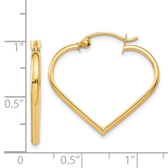 Gold Heart Shaped Hoop Earrings