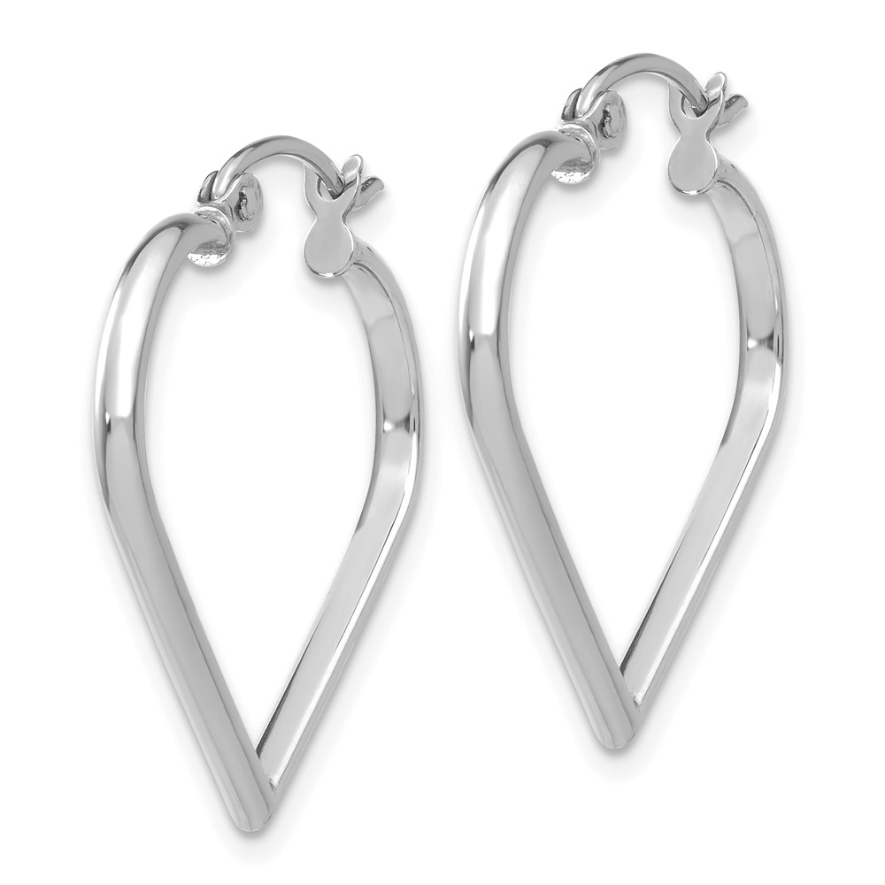 14k White Gold 2mm Heart Hoop Earrings (TH288)