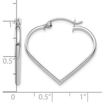 14K White Gold 2mm Heart Hoop Earrings view 4