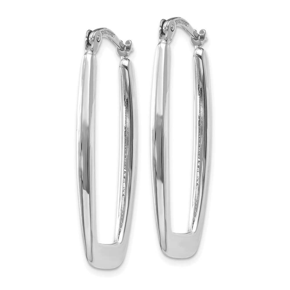 14k White Gold Polished 2.25mm Rectangle Hoop Earrings (TH291)