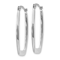 14K White Gold 2.25x 31mm Polished Rectangle Tube Hoop Earrings view 2