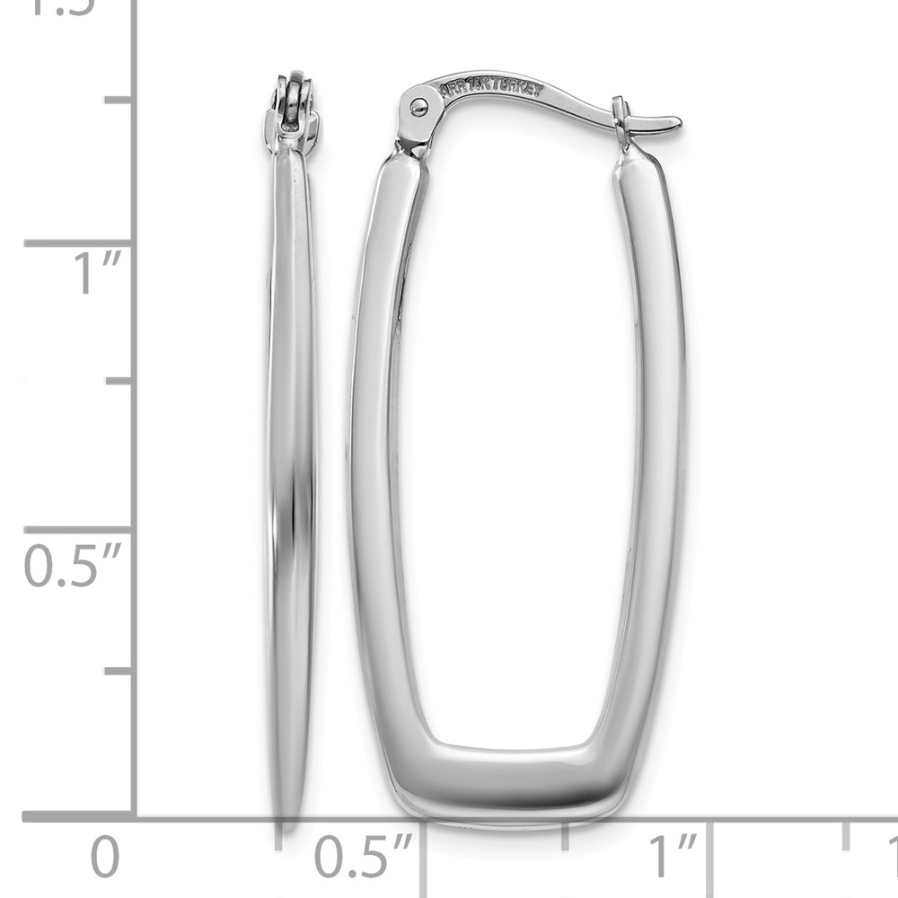 14k White Gold Polished 2.25mm Rectangle Hoop Earrings (TH291)
