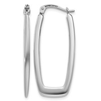 14K White Gold 2.25x 31mm Polished Rectangle Tube Hoop Earrings view 1