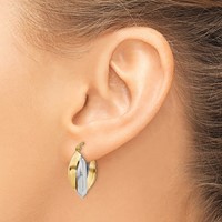 14K Two-tone Polished Knife-edge Double Hoop Earrings view 3