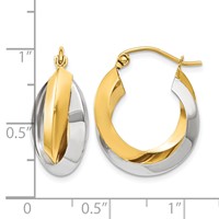 14K Two-tone Polished Knife-edge Double Hoop Earrings view 4