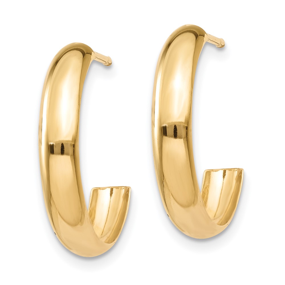 14k Polished 3.5mm J-Hoop Earrings (TH336)