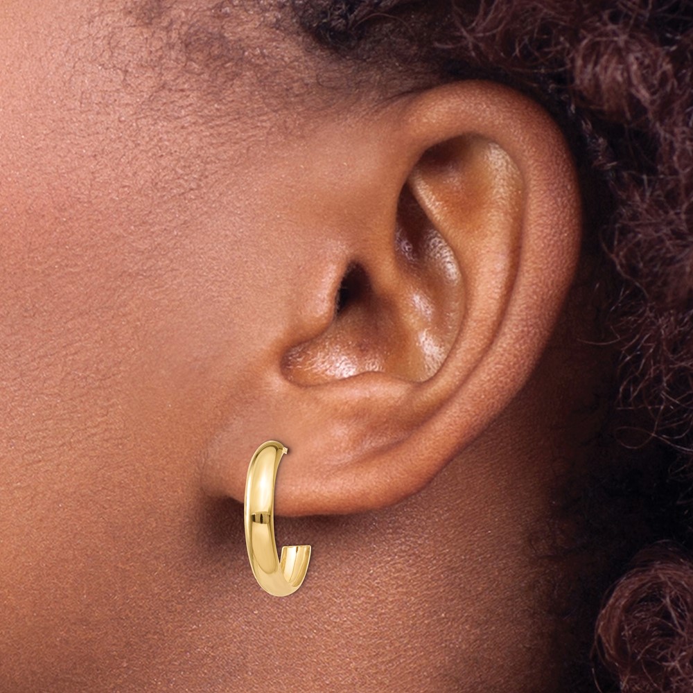 14k Polished 3.5mm J-Hoop Earrings (TH336)