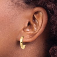 14K Yellow Gold 3.5x 17mm Polished J-Hoop Post Earrings view 3