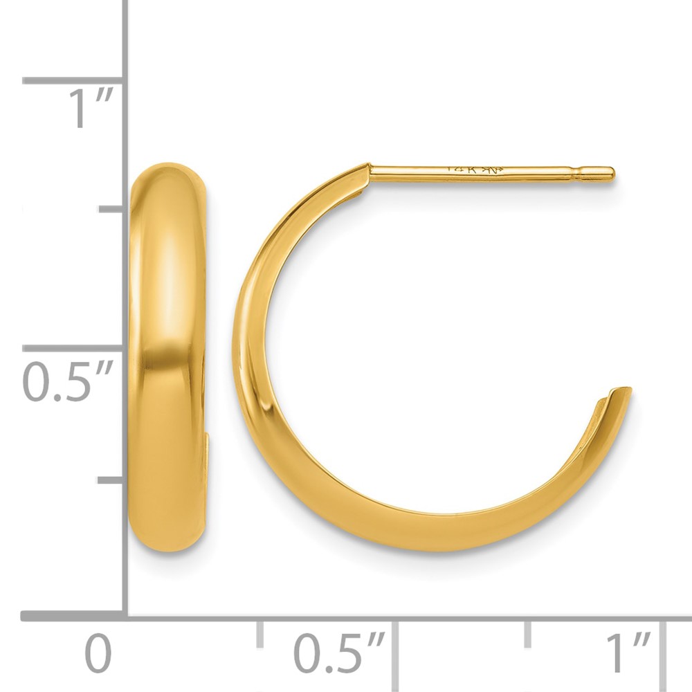 14k Polished 3.5mm J-Hoop Earrings (TH336)