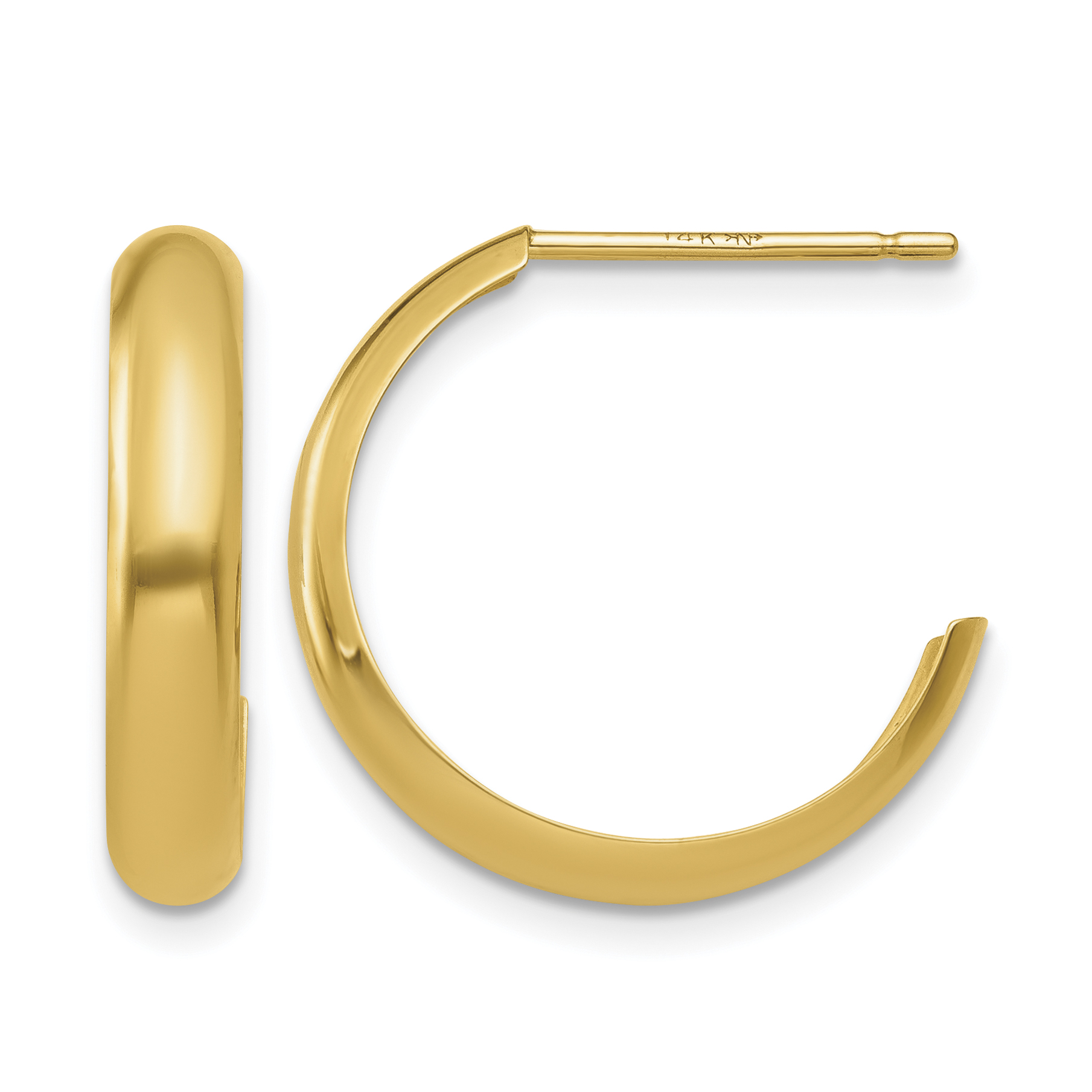 14k Polished 3.5mm J-Hoop Earrings (TH336)