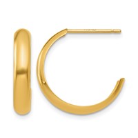 14K Yellow Gold 3.5x 17mm Polished J-Hoop Post Earrings view 1