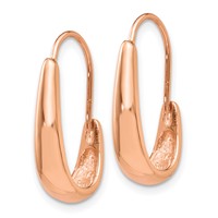 14K Rose Gold Polished Tapered J-Hoop Wire Earrings view 2