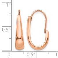 14K Rose Gold Polished Tapered J-Hoop Wire Earrings view 4