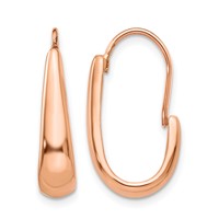 14K Rose Gold Polished Tapered J-Hoop Wire Earrings view 1