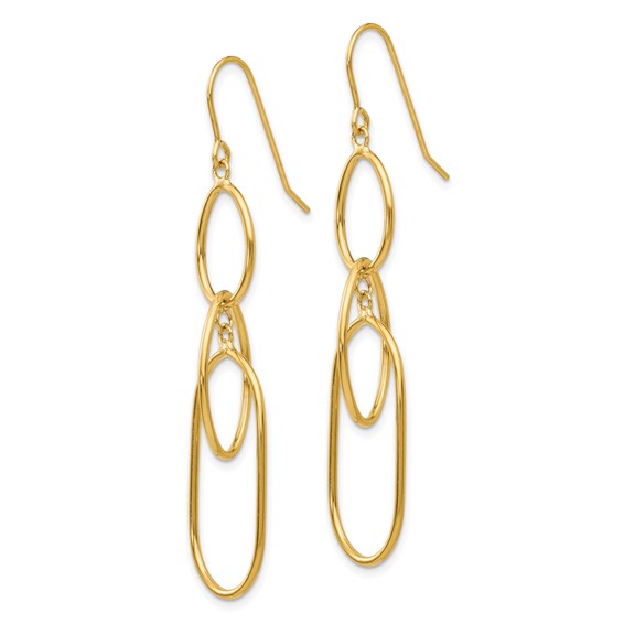 14k 3 Tier Oval Dangle Wire Earrings
