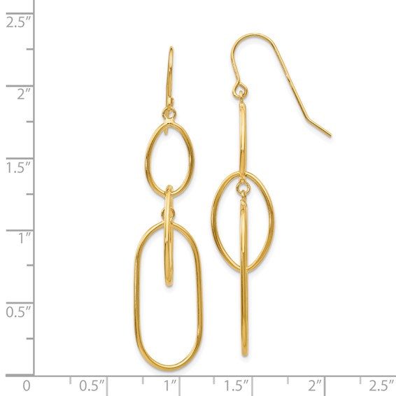 14k 3 Tier Oval Dangle Wire Earrings
