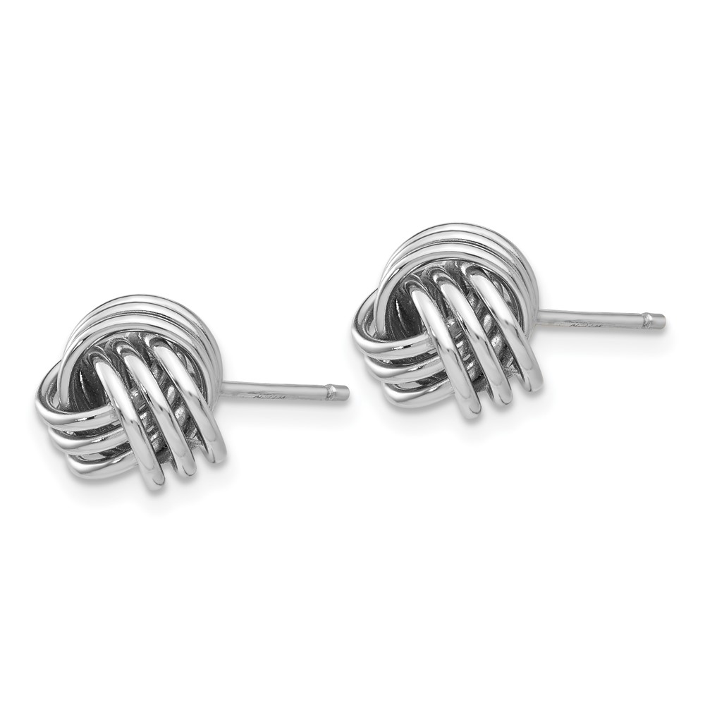 14k White Gold Ridged Love Knot Post Earrings (TH495)