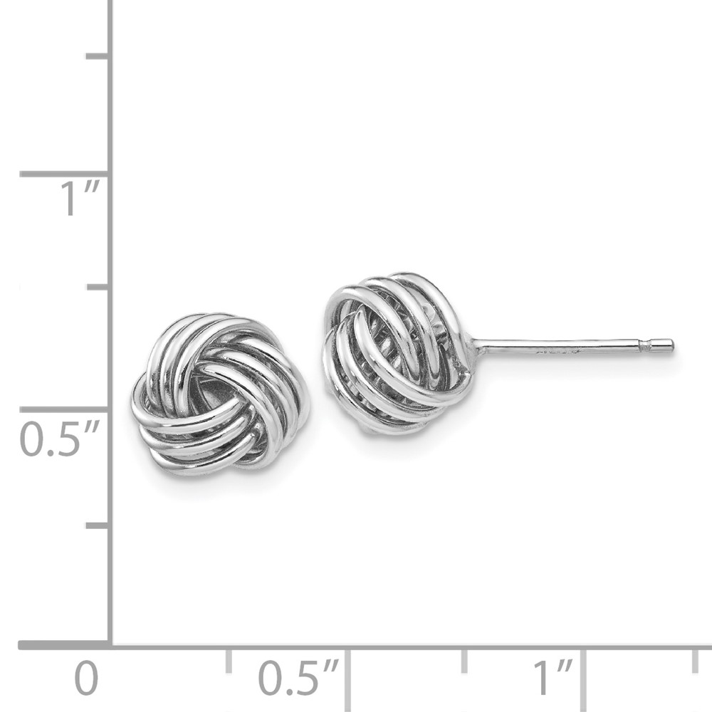 14k White Gold Ridged Love Knot Post Earrings (TH495)