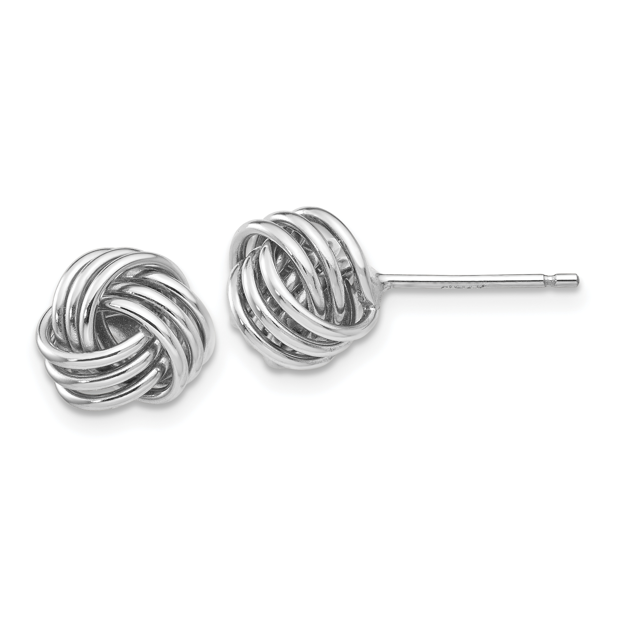 14k White Gold Ridged Love Knot Post Earrings (TH495)