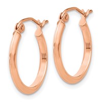 14K Rose Gold 2.5x 12mm Polished Knife-Edge Tube Hoop Earrings view 2