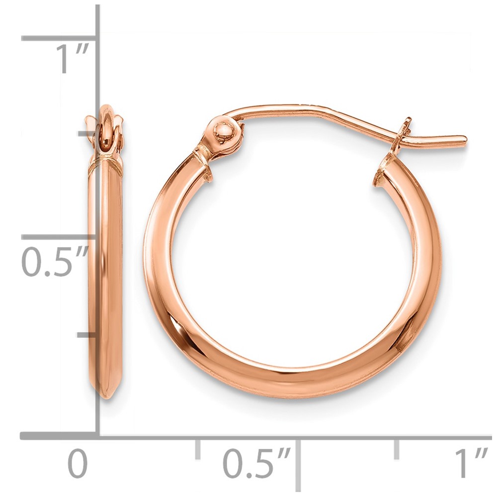 14k Rose 2.5mm Knife Edge Hoop Earrings (TH497)
