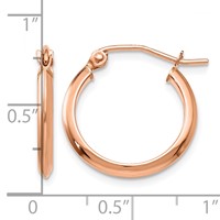 14K Rose Gold 2.5x 12mm Polished Knife-Edge Tube Hoop Earrings view 4