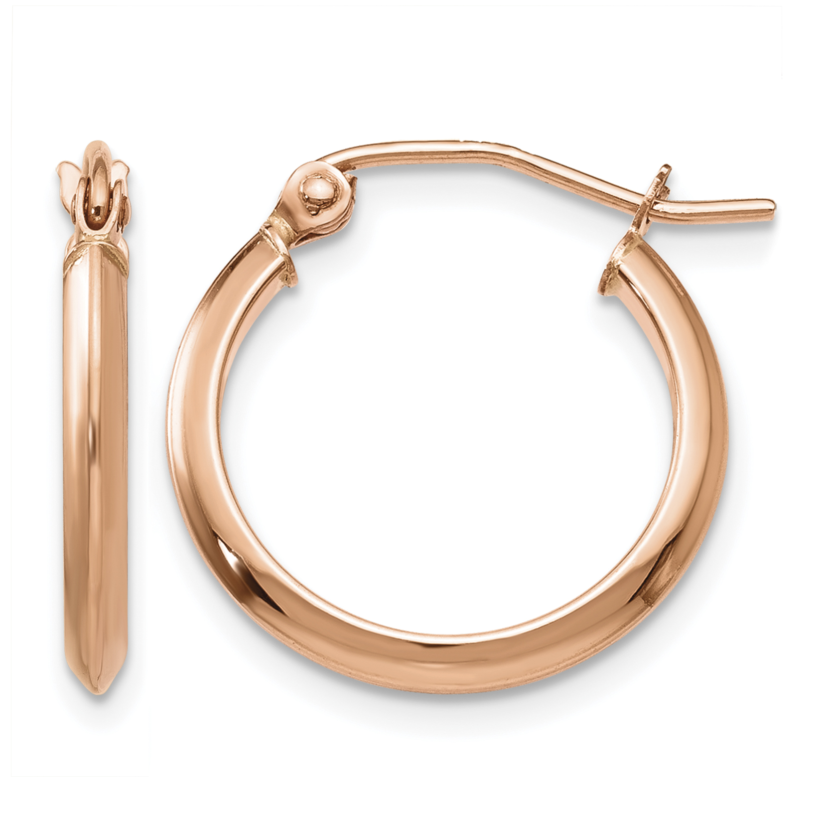 14k Rose 2.5mm Knife Edge Hoop Earrings (TH497)