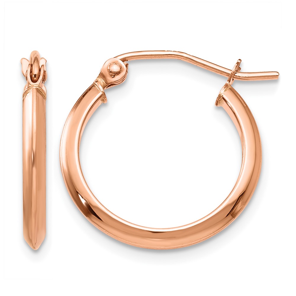 14k Rose 2.5mm Knife Edge Hoop Earrings (TH497)