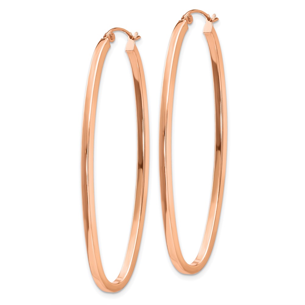 14k Rose 2mm Square Tube Oval Hoop Earrings (TH503)