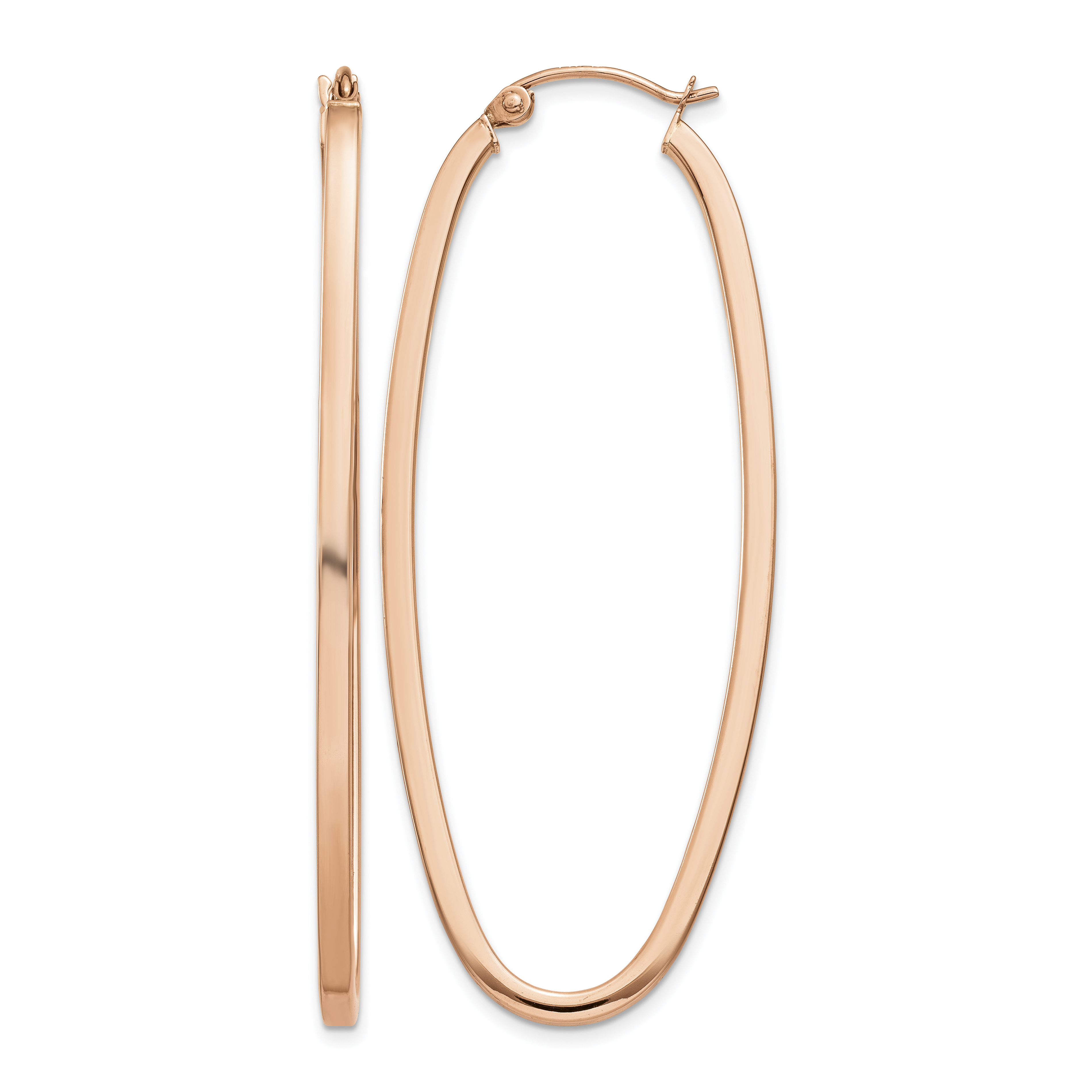14k Rose 2mm Square Tube Oval Hoop Earrings (TH503)