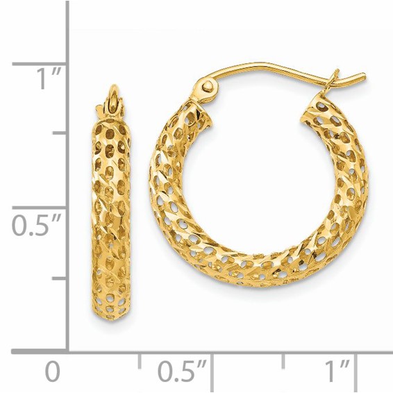 3mm Gold Mesh Tube Hoop Earrings