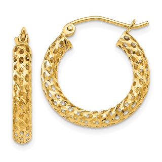 3mm Gold Mesh Tube Hoop Earrings