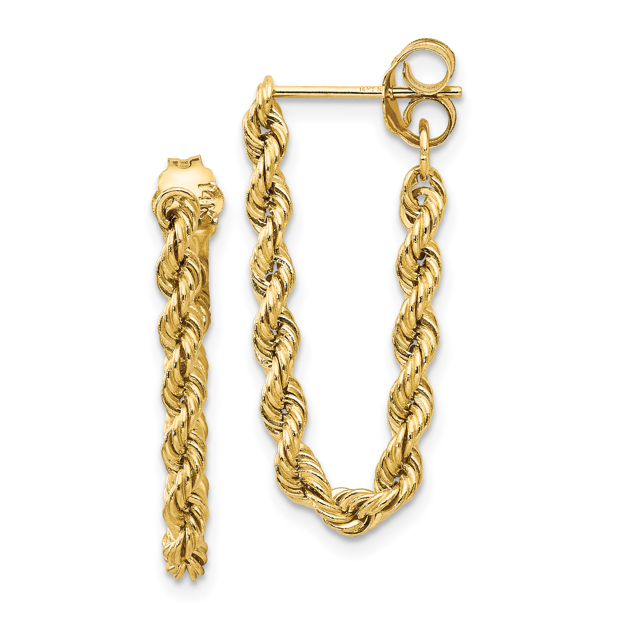 14K Hollow Rope Earrings TH553 eBay