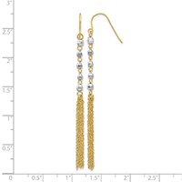 14K Two-tone Faceted Beads Earrings with Tassel Dangle French Hook view 4