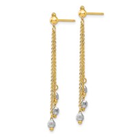 14K Two-tone Faceted Beads and Cable Chain Dangle Post Earrings view 2