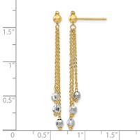 14K Two-tone Faceted Beads and Cable Chain Dangle Post Earrings view 4