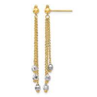 14K Two-tone Faceted Beads and Cable Chain Dangle Post Earrings view 1