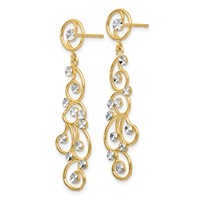 14K and White Rhodium Filigree Dangle Post Earrings view 2